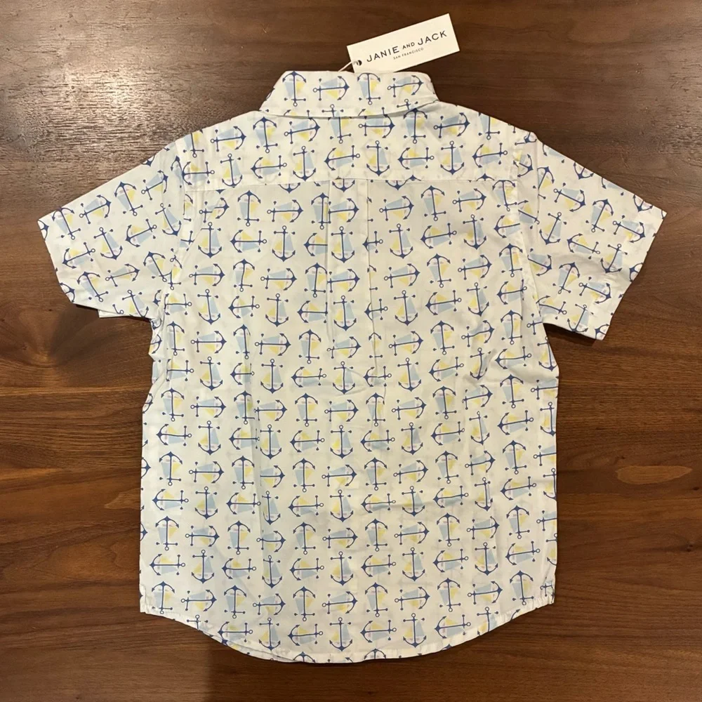 NWT- Janie and Jack Nautical Anchor Summer Shirt - Picture 3 of 4
